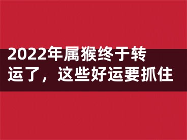 2022年属猴终于转运了，这些好运要抓住