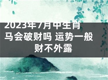 2023年7月中生肖马会破财吗 运势一般财不外露