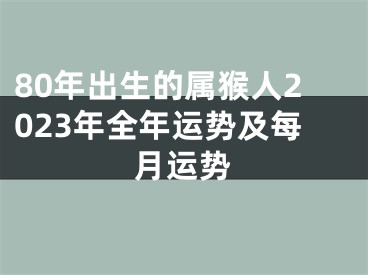 80年出生的属猴人2023年全年运势及每月运势