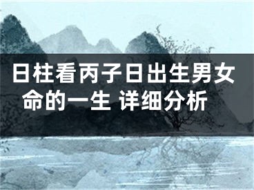 日柱看丙子日出生男女命的一生 详细分析