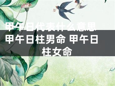 甲午日代表什么意思 甲午日柱男命 甲午日柱女命