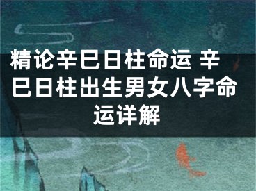 精论辛巳日柱命运 辛巳日柱出生男女八字命运详解