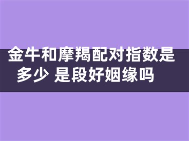 金牛和摩羯配对指数是多少 是段好姻缘吗