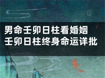 男命壬卯日柱看婚姻 壬卯日柱终身命运详批