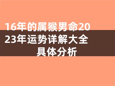 16年的属猴男命2023年运势详解大全 具体分析