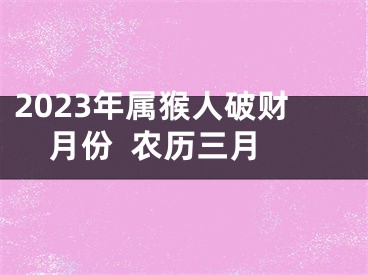 2023年属猴人破财月份  农历三月