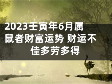 2023壬寅年6月属鼠者财富运势 财运不佳多劳多得