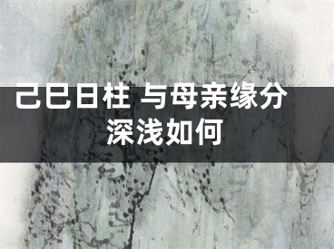 己巳日柱 与母亲缘分深浅如何