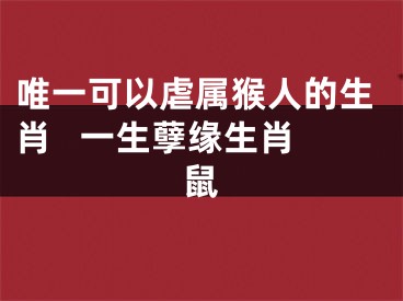 唯一可以虐属猴人的生肖   一生孽缘生肖鼠