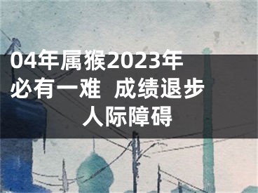 04年属猴2023年必有一难  成绩退步人际障碍