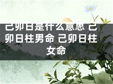 己卯日是什么意思 己卯日柱男命 己卯日柱女命