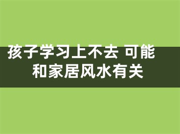 孩子学习上不去 可能和家居风水有关