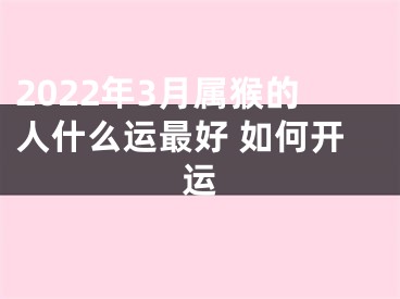 2022年3月属猴的人什么运最好 如何开运