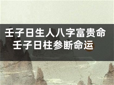 壬子日生人八字富贵命 壬子日柱参断命运