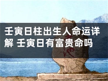 壬寅日柱出生人命运详解 壬寅日有富贵命吗