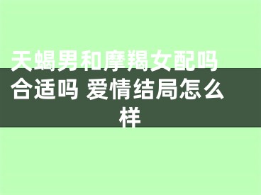 天蝎男和摩羯女配吗 合适吗 爱情结局怎么样