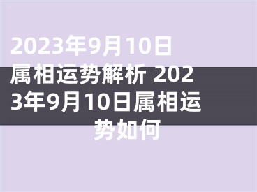 2023年9月10日属相运势解析 2023年9月10日属相运势如何