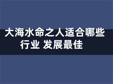 大海水命之人适合哪些行业 发展最佳