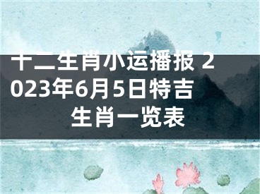 十二生肖小运播报 2023年6月5日特吉生肖一览表