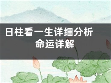 日柱看一生详细分析 命运详解