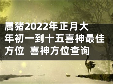 属猪2022年正月大年初一到十五喜神最佳方位  喜神方位查询