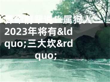 算命前辈说！属狗人：2023年将有&ldquo;三大坎&rdquo;