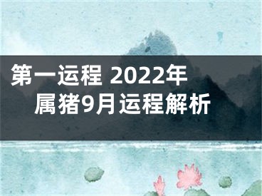 第一运程 2022年属猪9月运程解析