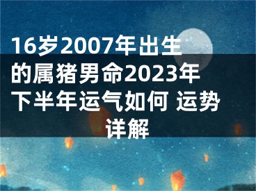 16岁2007年出生的属猪男命2023年下半年运气如何 运势详解