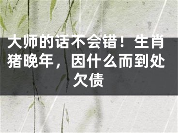 大师的话不会错！生肖猪晚年，因什么而到处欠债