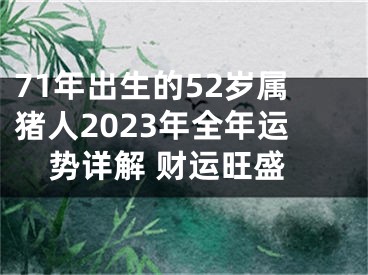 71年出生的52岁属猪人2023年全年运势详解 财运旺盛