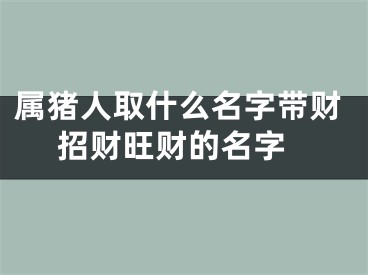 属猪人取什么名字带财 招财旺财的名字