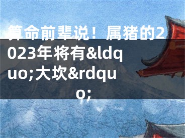 算命前辈说！属猪的2023年将有&ldquo;大坎&rdquo;