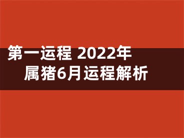 第一运程 2022年属猪6月运程解析