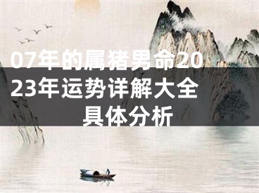 07年的属猪男命2023年运势详解大全 具体分析