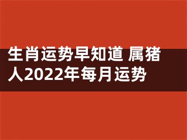 生肖运势早知道 属猪人2022年每月运势