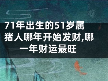 71年出生的51岁属猪人哪年开始发财,哪一年财运最旺 