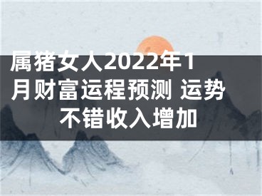 属猪女人2022年1月财富运程预测 运势不错收入增加