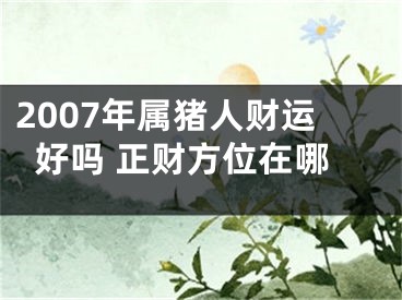 2007年属猪人财运好吗 正财方位在哪