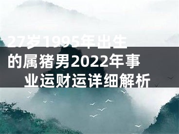 27岁1995年出生的属猪男2022年事业运财运详细解析