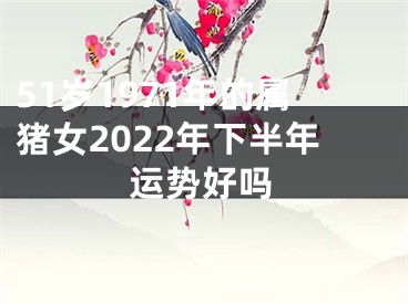 51岁1971年的属猪女2022年下半年运势好吗