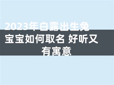 2023年白露出生兔宝宝如何取名 好听又有寓意