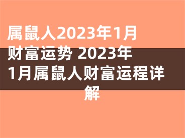 属鼠人2023年1月财富运势 2023年1月属鼠人财富运程详解