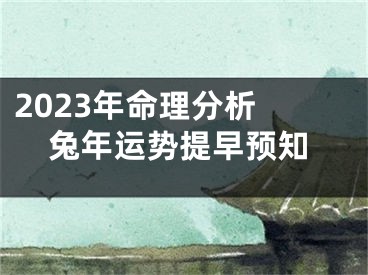 2023年命理分析 兔年运势提早预知