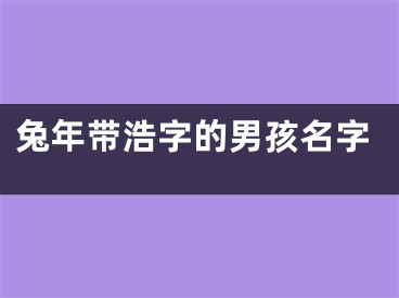 兔年带浩字的男孩名字