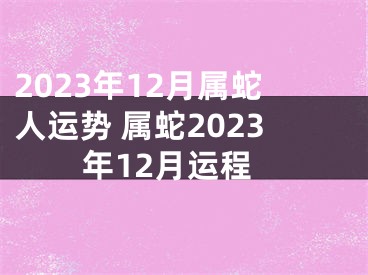 2023年12月属蛇人运势 属蛇2023年12月运程