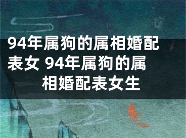 94年属狗的属相婚配表女 94年属狗的属相婚配表女生