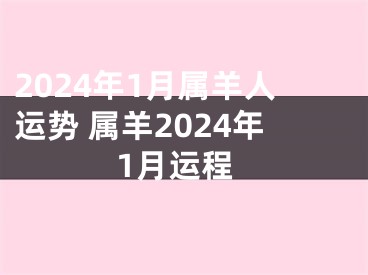 2024年1月属羊人运势 属羊2024年1月运程