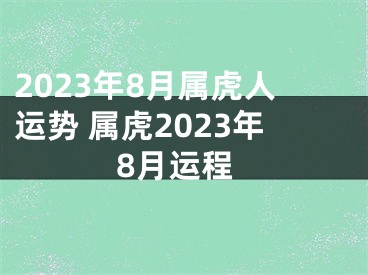 2023年8月属虎人运势 属虎2023年8月运程