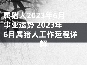 属猪人2023年6月事业运势 2023年6月属猪人工作运程详解