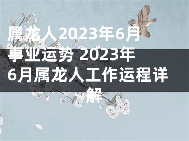 属龙人2023年6月事业运势 2023年6月属龙人工作运程详解